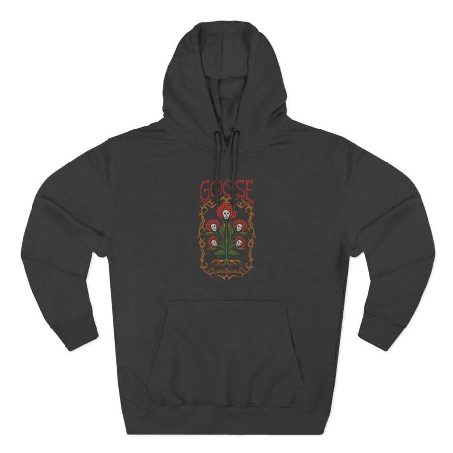Goose Skull Flowers Three-Panel Fleece Hoodie