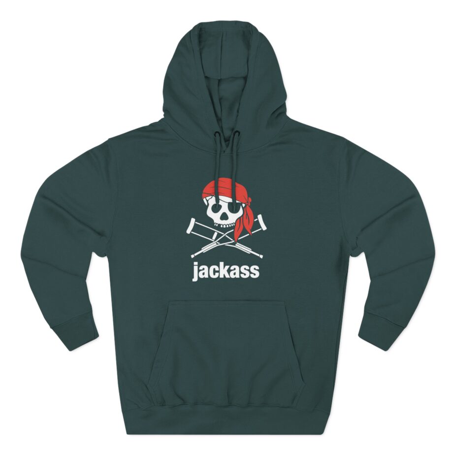 Jackass Skull and Crutches Three-Panel Fleece Hoodie