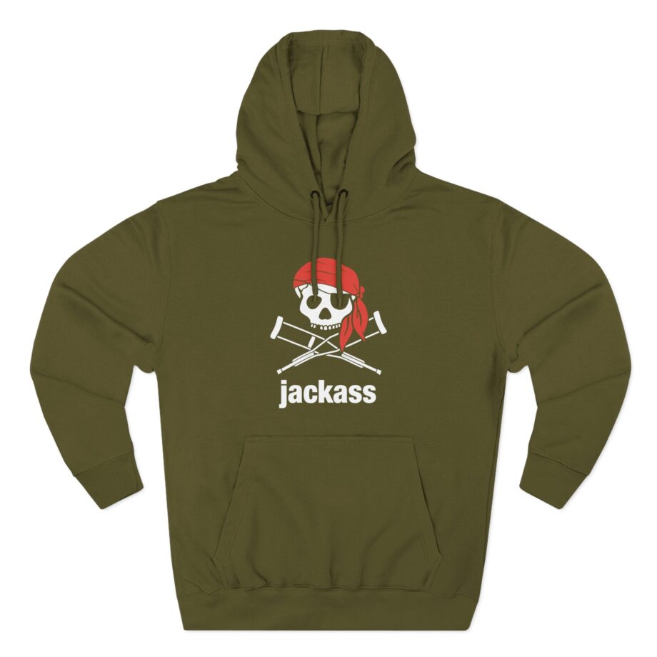 Jackass Skull and Crutches Three-Panel Fleece Hoodie