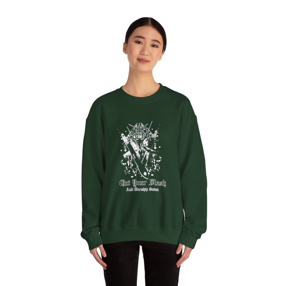 Antaeus Cut Your Flesh and Worship Satan Unisex Heavy Blend Crewneck Sweatshirt
