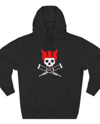 Jackass Devil Horns Skull & Crossbones Three-Panel Fleece Hoodie