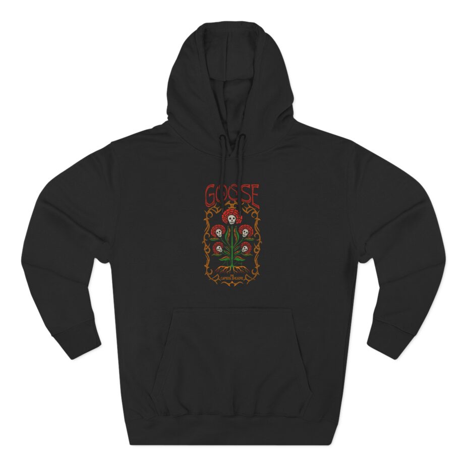 Goose Skull Flowers Three-Panel Fleece Hoodie