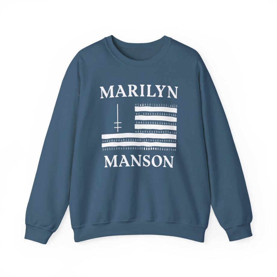 Marilyn Manson Flag and Logo Unisex Heavy Blend™ Crewneck Sweatshirt