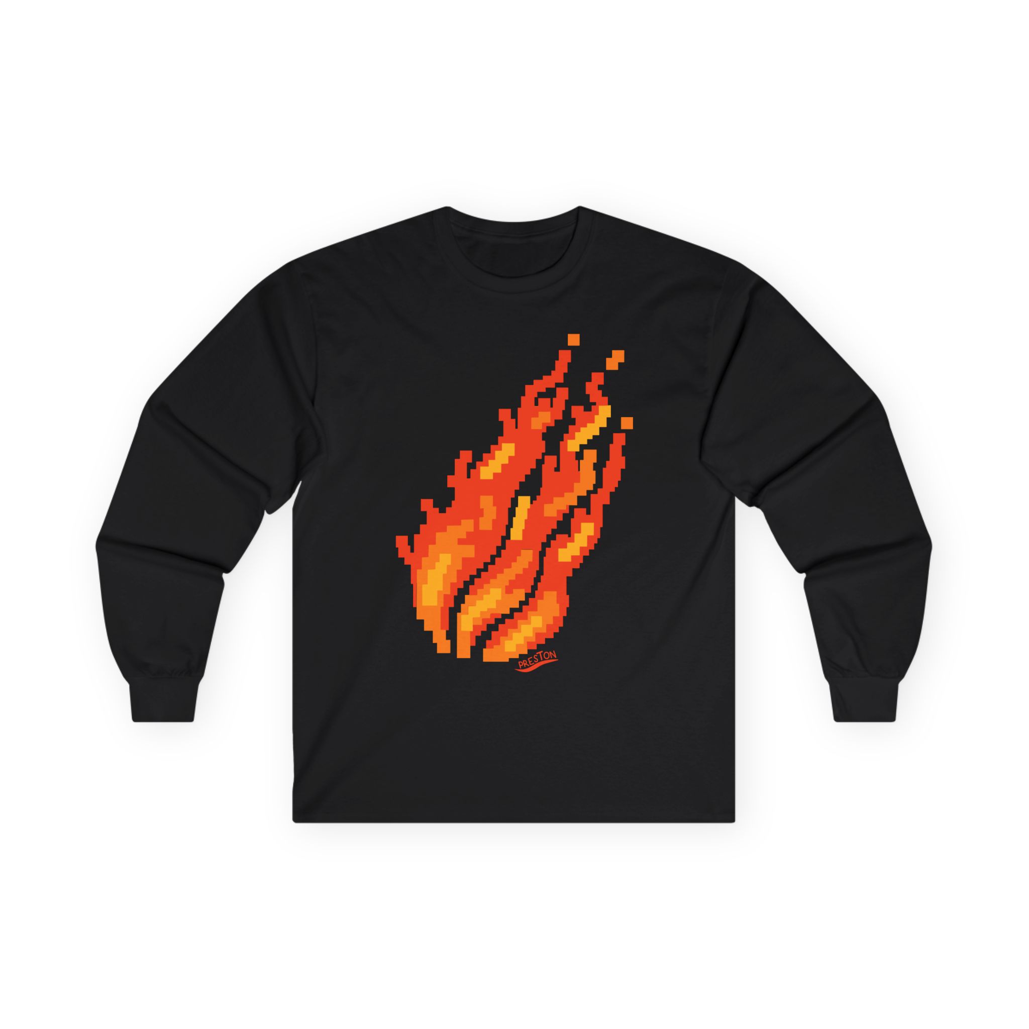 Preston Pixel Flame Unisex Ultra Cotton Long Sleeve Tee