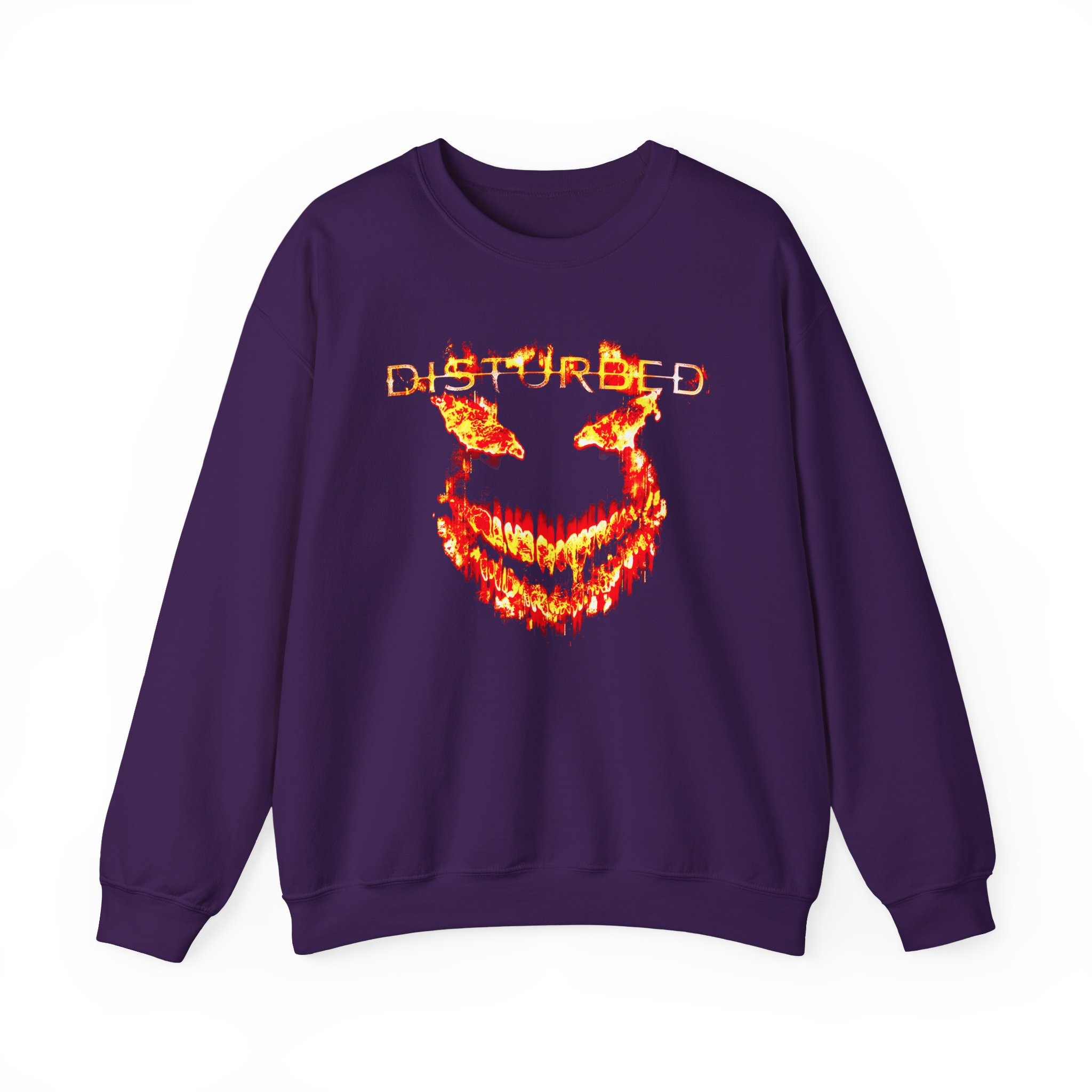 Disturbed Disturbed Face Flame Unisex Heavy Blendâ„¢ Crewneck Sweatshirt