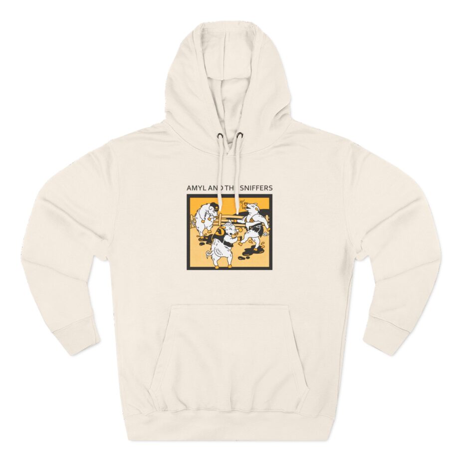 Amyl and the Sniffers Pigs  Three-Panel Fleece Hoodie