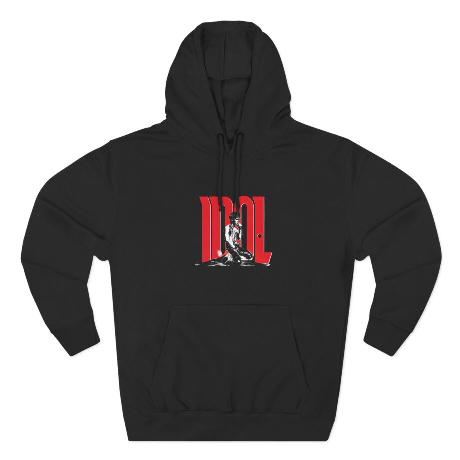 Billy Idol Rebel Yell Kneeling Photo Three-Panel Fleece Hoodie