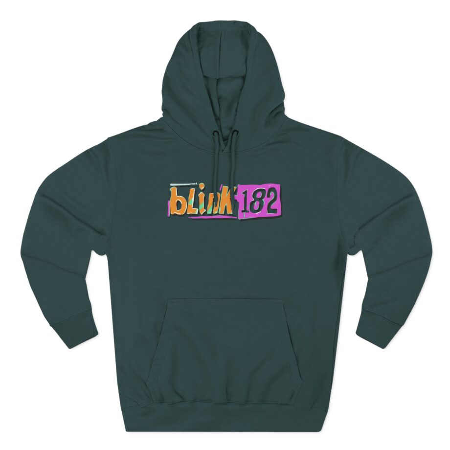 Blink 182 Logo Green Three-Panel Fleece Hoodie