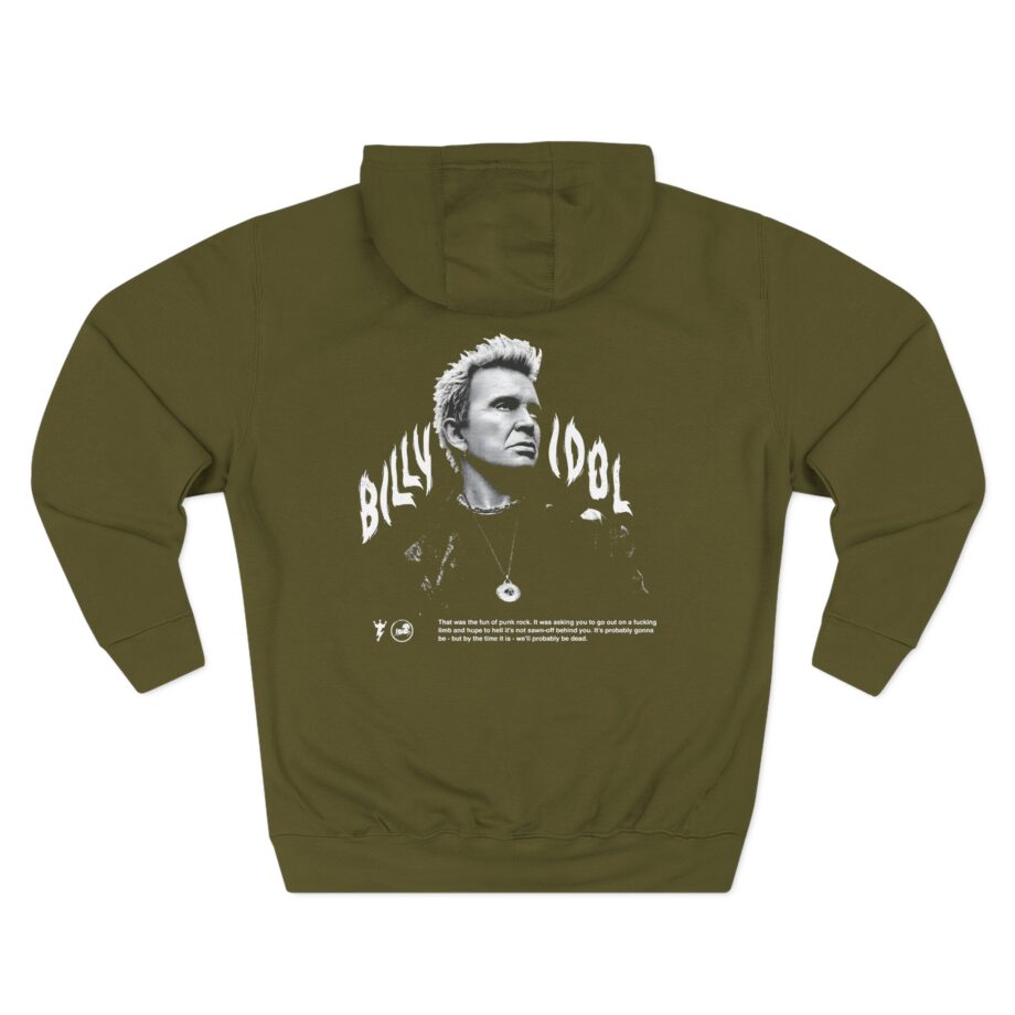 Billy Idol Flames Punk Quote Three-Panel Fleece Hoodie