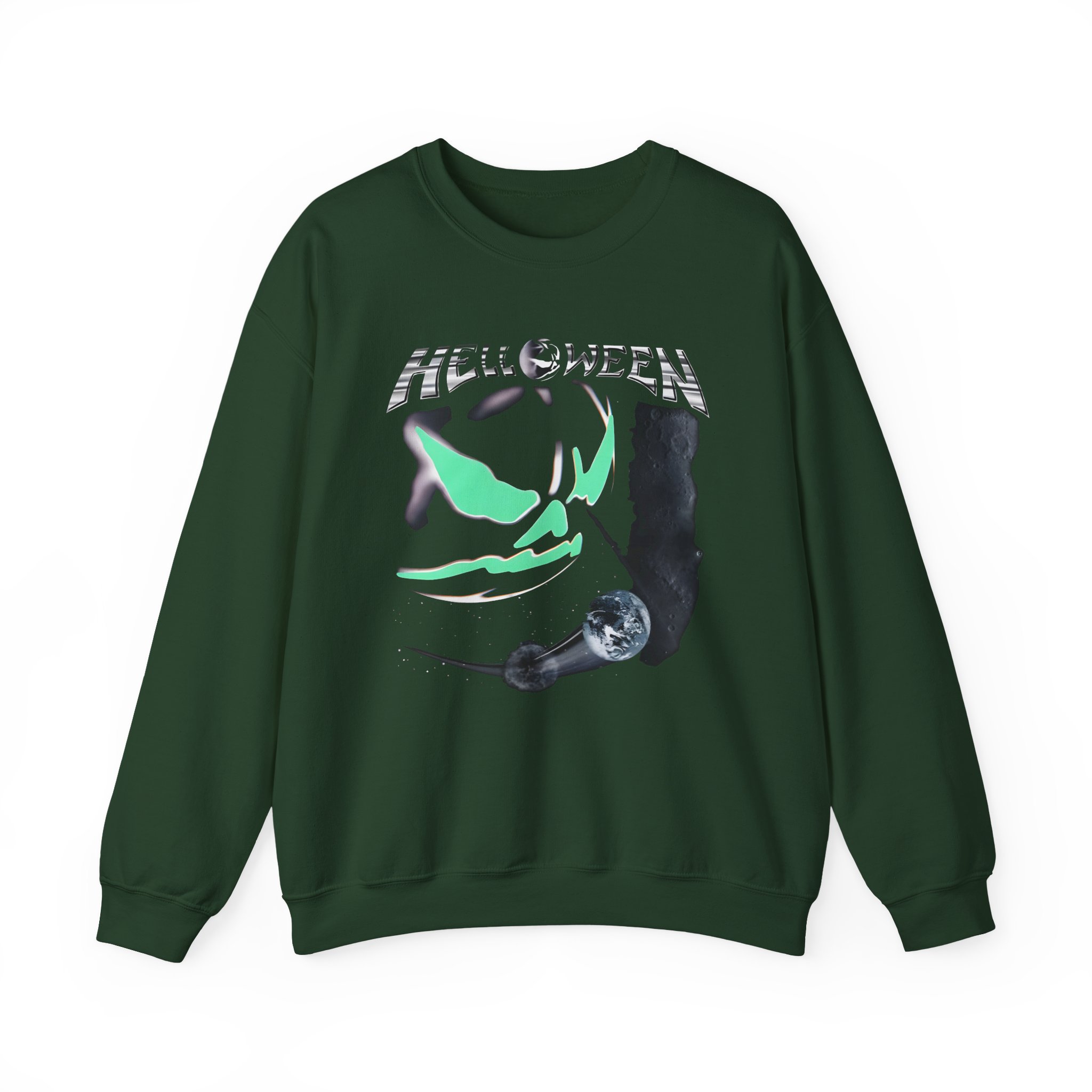 Helloween the Dark Ride Glow in the Dark Unisex Heavy Blendâ„¢ Crewneck Sweatshirt