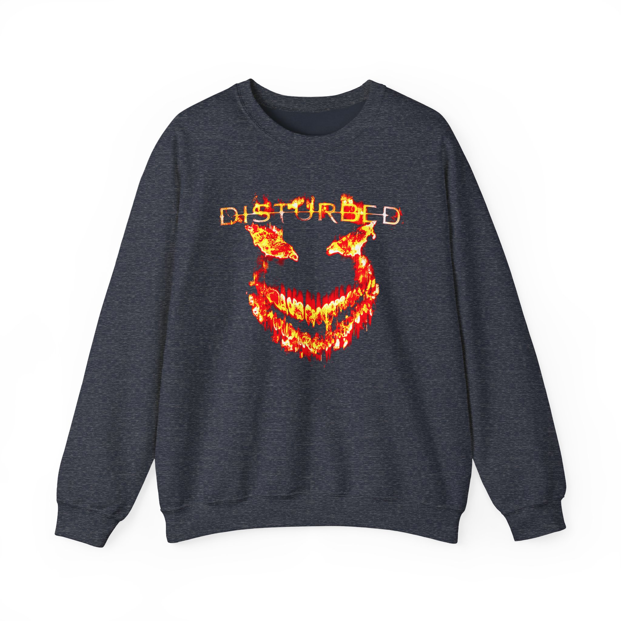 Disturbed Disturbed Face Flame Unisex Heavy Blendâ„¢ Crewneck Sweatshirt