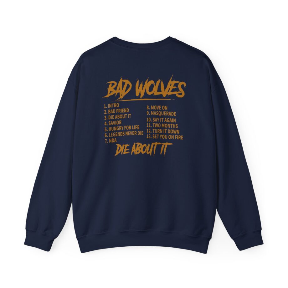Bad Wolves Die About It Tracklist Unisex Heavy Blend™ Crewneck Sweatshirt