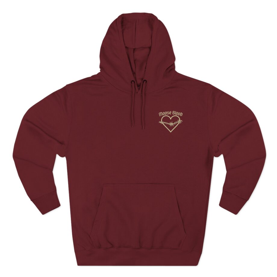 Moose Blood Barbed Wire Heart Three-Panel Fleece Hoodie