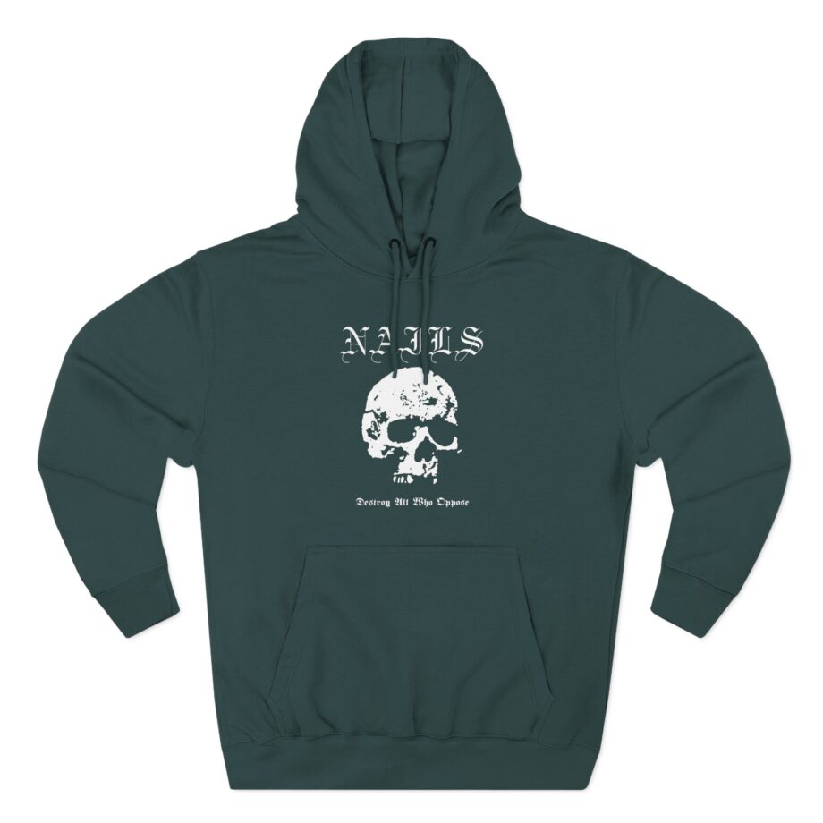 Nails Destroy Skull Three-Panel Fleece Hoodie