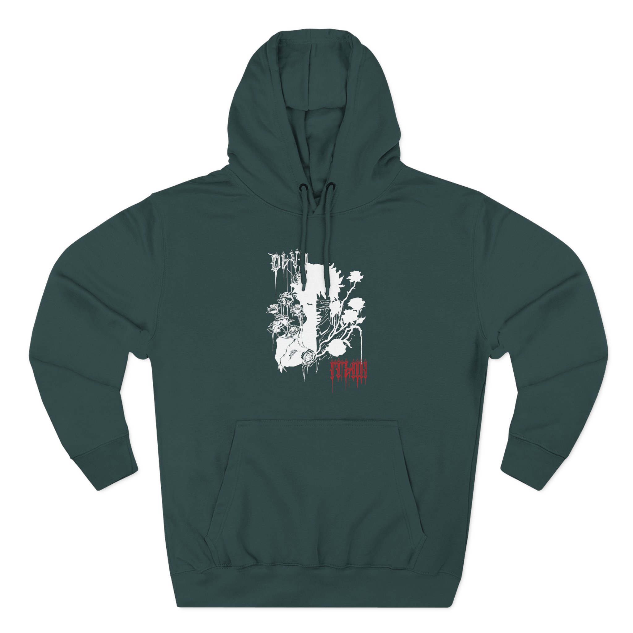 D4vd Anime Boy With Roses Three-Panel Fleece Hoodie